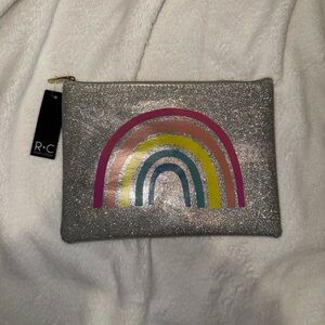 Silver Glitter Rainbow Pouch